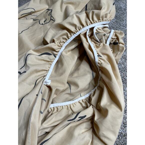 Vintage SpringMaid CAT WHISPURR Alex West Tan Black Full Sheet Set 4 Piece VGUC - Picture 8 of 8